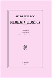 Fascicule, Studi italiani di filologia classica : 1, 2011, Le Monnier