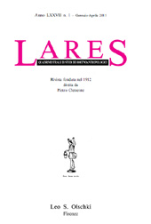 Fascicolo, Lares : rivista quadrimestrale di studi demo-etno-antropologici : LXXVII, 1, 2011, L.S. Olschki