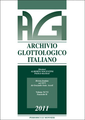 Fascicule, Archivio glottologico italiano : XCVI, 2, 2011, Le Monnier