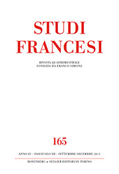 Fascículo, Studi francesi : 165, 3, 2011, Rosenberg & Sellier
