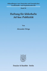 E-book, Haftung für fehlerhafte Ad-hoc-Publizität., Dirigo, Alexander, Duncker & Humblot