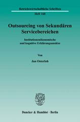 E-book, Outsourcing von Sekundären Servicebereichen. : Institutionenökonomische und kognitive Erklärungsansätze., Duncker & Humblot