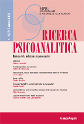 Fascicolo, Ricerca psicoanalitica : rivista della relazione in psicoanalisi : 1, 2012, Franco Angeli