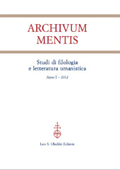 Revue, Archivum mentis : studi di filologia e letteratura umanistica, L.S. Olschki