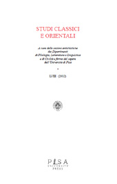Fascicolo, Studi classici e orientali : LVIII, 2012, Pisa University Press