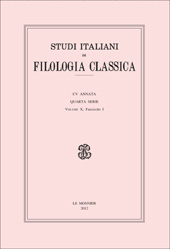 Fascicule, Studi italiani di filologia classica : 1, 2012, Le Monnier