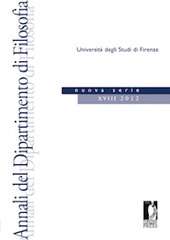Fascicule, Annali del dipartimento di filosofia : 18, 2012, Firenze University Press