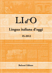 Fascicolo, Lid'O : lingua italiana d'oggi : IX, 2012, Bulzoni