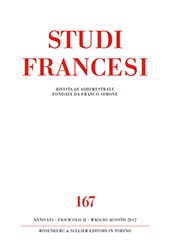 Issue, Studi francesi : 167, 2, 2012, Rosenberg & Sellier