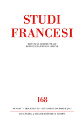 Heft, Studi francesi : 168, 3, 2012, Rosenberg & Sellier