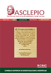 Fascicule, Asclepio : revista de historia de la medicina y de la ciencia : LXV, 1, 2013, CSIC, Consejo Superior de Investigaciones Científicas