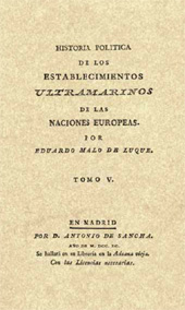 E-book, Historia Política de los Establecimientos Ultramarinos de las Naciones Europeas : tomo V, Ministerio de Economía y Competitividad