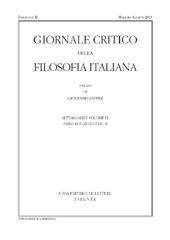 Fascicule, Giornale critico della filosofia italiana : XCII, 2, 2013, Le Lettere