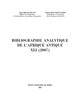 Capítulo, Bibliographie analytique de l'Afrique antique : XLI (2007), École française de Rome