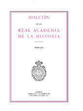Fascicule, Boletín de la Real Academia de la Historia : CCX, III, 2013, Real Academia de la Historia