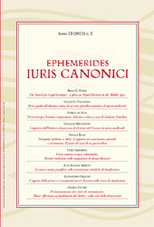 Issue, Ephemerides iuris canonici : 53, 2, 2013, Marcianum Press