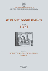 Fascicule, Studi di filologia italiana : LXXI, 2013, Le Lettere