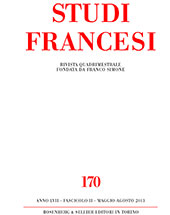 Heft, Studi francesi : 170, 2, 2013, Rosenberg & Sellier