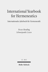 E-book, International Yearbook for Hermeneutics - Internationales Jahrbuch für Hermeneutik : Focus: Reading - Schwerpunkt: Lesen, Mohr Siebeck