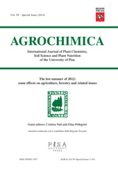 Heft, Agrochimica : International Journal of Plant Chemistry, Soil Science and Plant Nutrition of the University of Pisa : 58, special issue, 2014, Pisa University Press