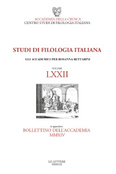 Heft, Studi di filologia italiana : LXXII, 2014, Le Lettere