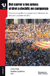 E-book, Del carrer a les urnes : el dret a decidir, en campanya : comunicació política i comportament electoral a les eleccions catalanes del 2012, Documenta Universitaria