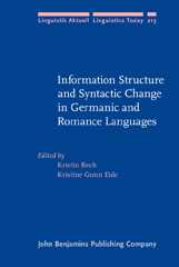 E-book, Information Structure and Syntactic Change in Germanic and Romance Languages, John Benjamins Publishing Company