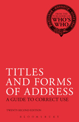 E-book, Titles and Forms of Address, Bloomsbury Publishing