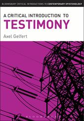 E-book, A Critical Introduction to Testimony, Bloomsbury Publishing