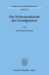 eBook, Das Widerstandsrecht des Grundgesetzes., Bertram, Karl Friedrich, Duncker & Humblot