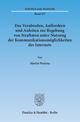 E-book, Das Verabreden, Auffordern und Anleiten zur Begehung von Straftaten unter Nutzung der Kommunikationsmöglichkeiten des Internets., Piazena, Martin, Duncker & Humblot