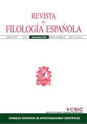 Heft, Revista de filología española : XCV, 1, 2015, CSIC, Consejo Superior de Investigaciones Científicas