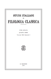 Issue, Studi italiani di filologia classica : 1, 2015, Le Monnier