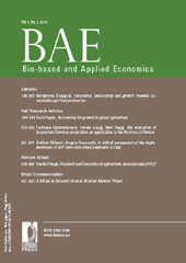 Issue, Bio-based and Applied Economics : 4, 3, 2015, Firenze University Press