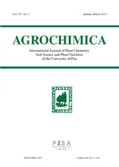 Fascicolo, Agrochimica : International Journal of Plant Chemistry, Soil Science and Plant Nutrition of the University of Pisa : 59, 1, 2015, Pisa University Press