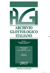 Fascicolo, Archivio glottologico italiano : C, 2, 2015, Le Monnier