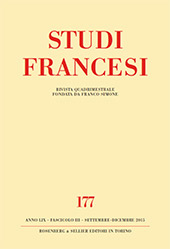 Fascículo, Studi francesi : 177, 3, 2015, Rosenberg & Sellier