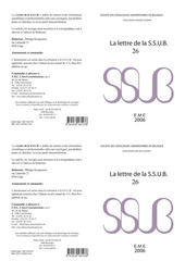 E-book, Lettre de la S.S.U.B. 26., EME Editions