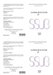 E-book, Lettre de la S.S.U.B. 27., EME Editions