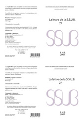 E-book, Lettre de la S.S.U.B. 27., EME Editions