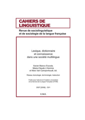 E-book, Lexique, dictionnaire et connaissance dans une société multilingue, EME Editions