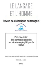 eBook, Production écrite : de la planification des textes aux mécanismes périphériques de l'écriture : 2003 38.2., EME Editions