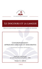 E-book, L'environnement : approches lexicales et discursives, EME éditions