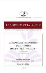 E-book, Métalangage et expression du sentiment linguistique profane, EME éditions