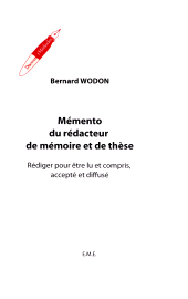 E-book, Mémento du rédacteur de mémoire et de thèse : Rédiger pour être lu et compris, accepté et diffusé, Académia-EME éditions