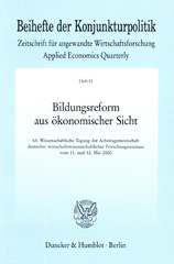 E-book, Bildungsreform aus ökonomischer Sicht. : 63. Wissenschaftliche Tagung der Arbeitsgemeinschaft deutscher wirtschaftswissenschaftlicher Forschungsinstitute vom 11. und 12. Mai 2000, Duncker & Humblot