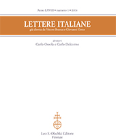 Fascicolo, Lettere italiane : LXVIII, 1, 2016, L.S. Olschki