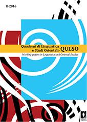 Issue, Quaderni di Linguistica e Studi Orientali = Working Papers in Linguistics and Oriental Studies : 2, 2016, Firenze University Press