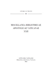 E-book, Miscellanea Bibliothecae Apostolicae Vaticanae XXII, Biblioteca apostolica vaticana