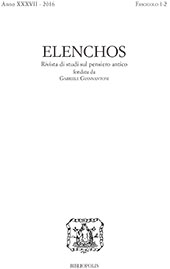 Fascículo, Elenchos : rivista di studi sul pensiero antico : XXXVII, 1/2, 2016, Bibliopolis